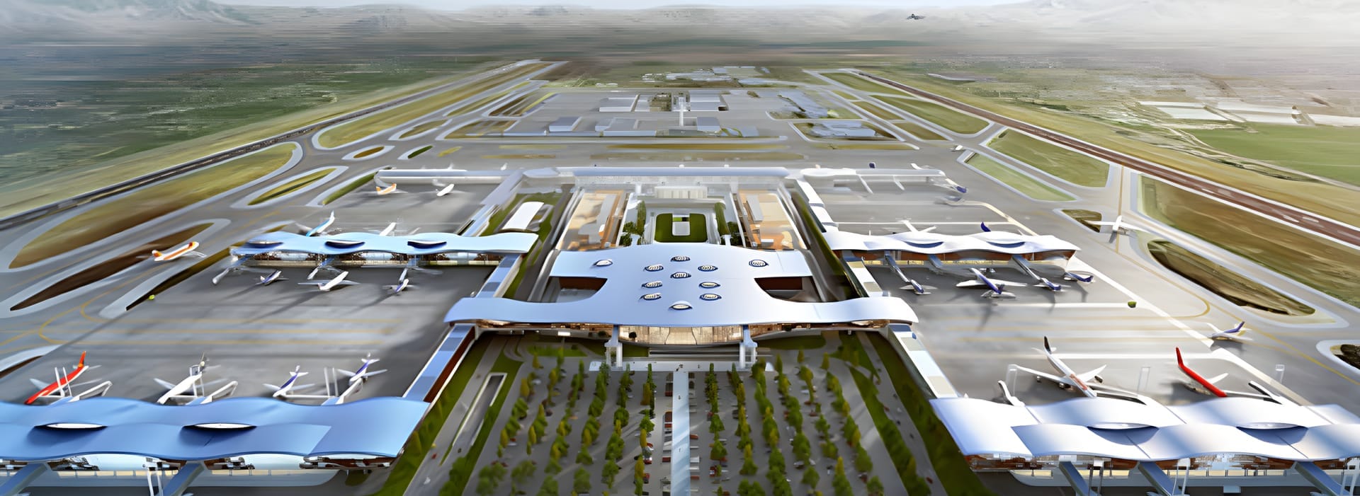 Vista aérea del Aeropuerto Nueva Pudahuel, Santiago